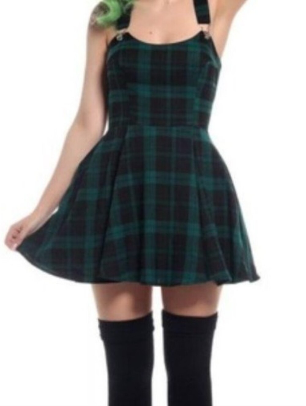 Collectif Plaid Mini Pinafore Dress